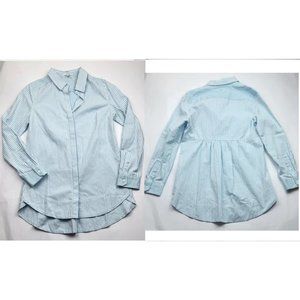Tyler Boe Sherri Button Down Front Shirt Gingham Check Blue White Pleat Back 8
